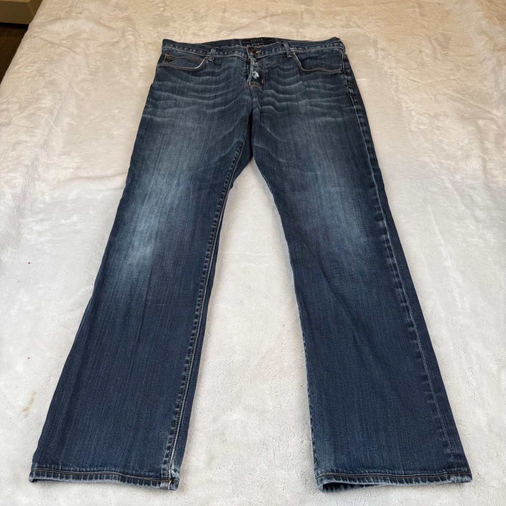 Hudson Mens Byron Straight Leg Jeans Dark Wash Blue Button Fly Size 36 M635DHB